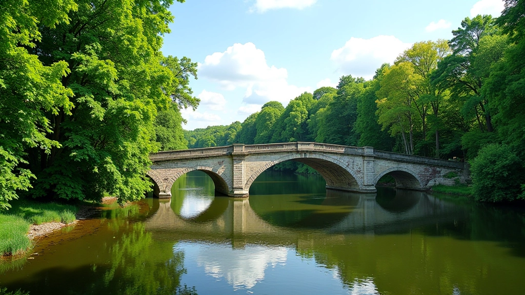 Vilnies upės tiltas su nuostabia panorama, skaidrūs ūdenynas, vasarinė šviesa