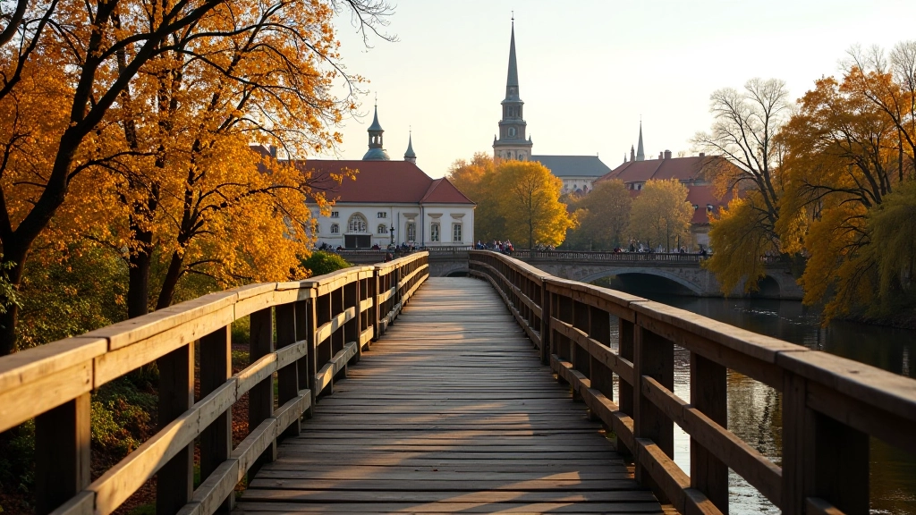 Senovės Vilniaus tiltas ir Vilnelės upė, pavasario peizažas su žalingais medžiais